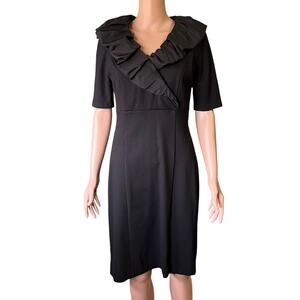 Nue By Shani Ruffle Neckline Dress 8 Slinky Sexy Cocktail Party Wedding Guest